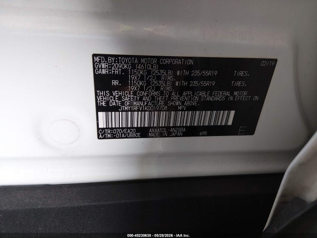 JTMY1RFV1KD019708 Toyota Rav4 Limited
