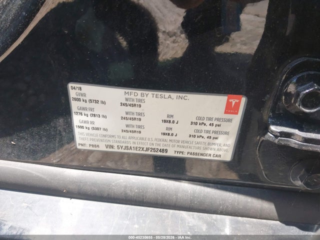 Tesla Model S 100d/75d/p100d 2018 5YJSA1E2XJF252489 Image 9