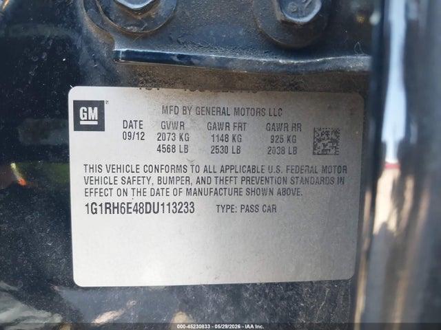 Aukcja sprzedaży 2013 Chevrolet Volt, vin: 1G1RH6E48DU113233, numer aukcji: 45230833