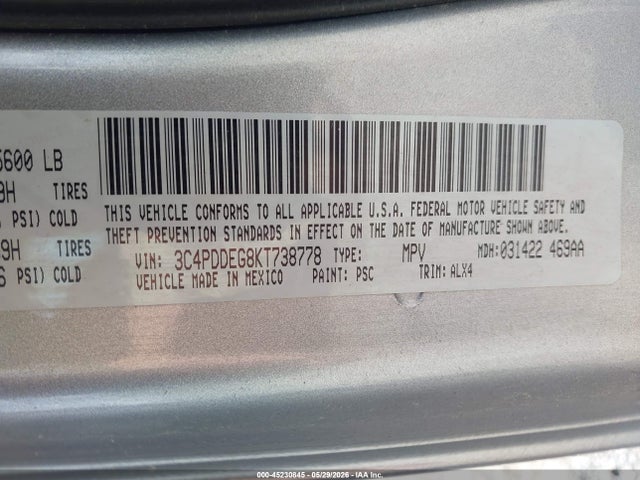 Продажа на аукционе авто 2019 Dodge Journey Gt Awd, vin: 3C4PDDEG8KT738778, номер лота: 45230845