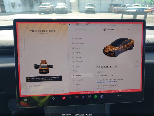 2025 Tesla Model 3 Long Range Rear-wheel Drive/standard Rear-wheel Drive მანქანა იყიდება აუქციონზე, vin: 5YJ3E1EA8SF130179, აუქციონის ნომერი: 45230877