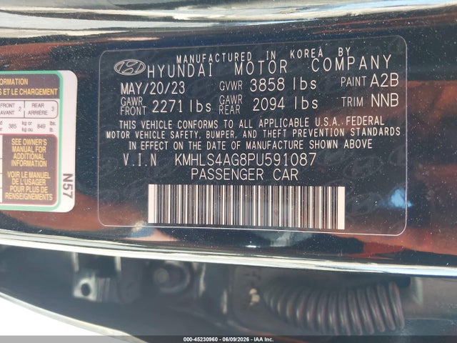 45230960 :رقم المزاد ، KMHLS4AG8PU591087 vin ، 2023 Hyundai Elantra Sel مزاد بيع