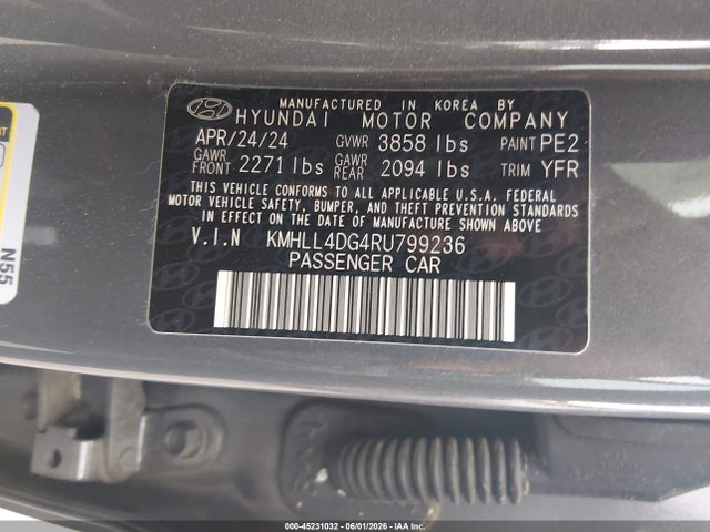 Aukcja sprzedaży 2024 Hyundai Elantra Se, vin: KMHLL4DG4RU799236, numer aukcji: 45231032