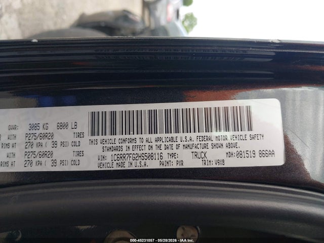 45231057 :رقم المزاد ، 1C6RR7FG2HS508116 vin ، 2017 Ram 1500 Express  4x4 6'4 Box مزاد بيع