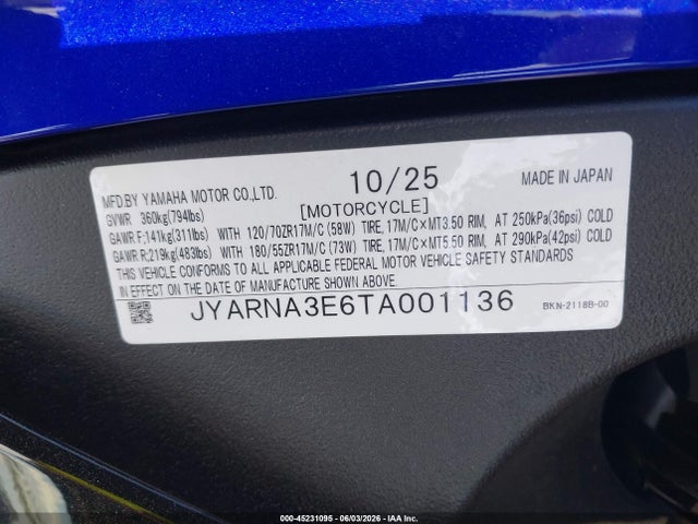Yamaha Yzf890 2026 JYARNA3E6TA001136 Image 10