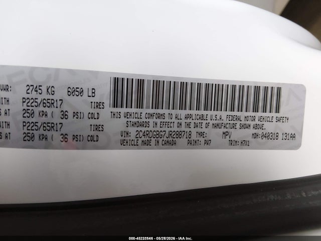 Dodge Grand Caravan Se 2018 2C4RDGBG7JR288718 Image 9