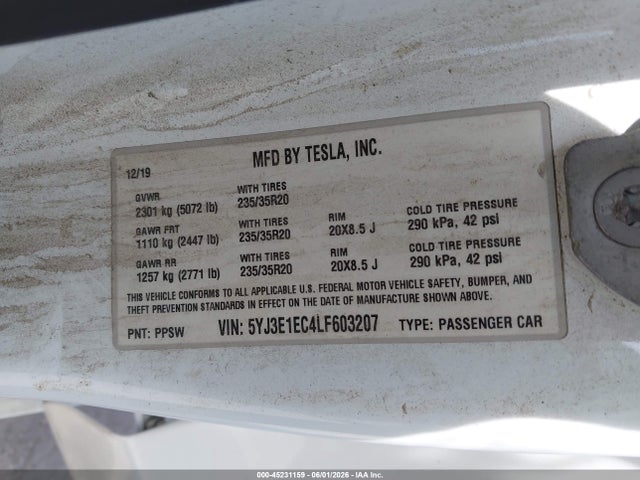 Aukcja sprzedaży 2020 Tesla Model 3 Performance Dual Motor All-wheel Drive, vin: 5YJ3E1EC4LF603207, numer aukcji: 45231159