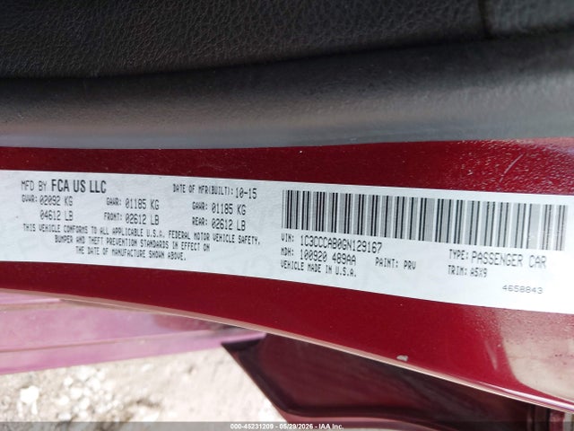 Chrysler 200 Limited 2016 1C3CCCAB0GN129167 Image 9