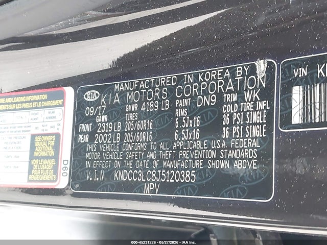 Aukcja sprzedaży 2018 Kia Niro Ex, vin: KNDCC3LC8J5120385, numer aukcji: 45231226