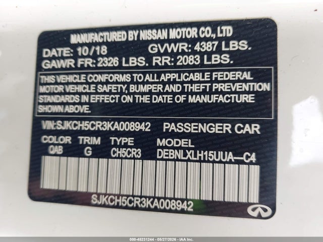 Продажа на аукционе авто 2019 Infiniti Qx30 Luxe, vin: SJKCH5CR3KA008942, номер лота: 45231244