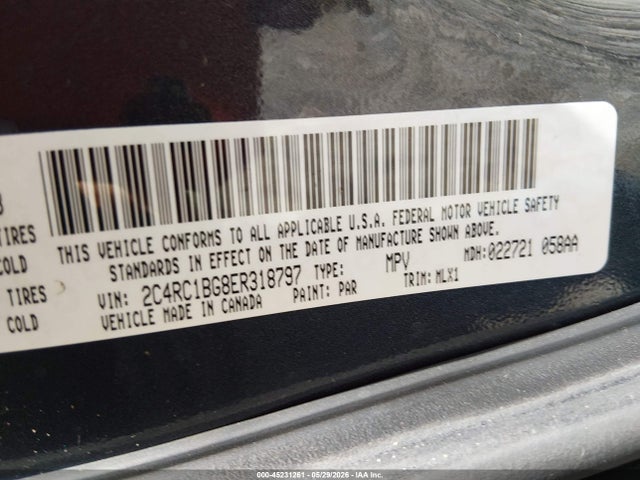 45231261 :رقم المزاد ، 2C4RC1BG8ER318797 vin ، 2014 Chrysler Town & Country Touring مزاد بيع