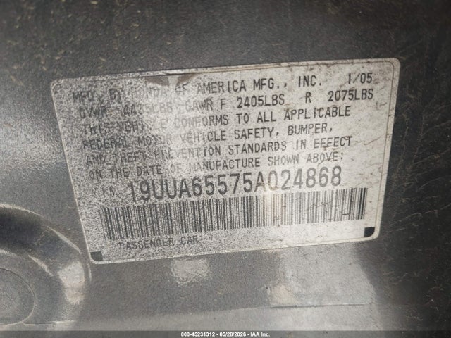 Продаж на аукціоні авто 2005 Acura Tl, vin: 19UUA65575A024868, номер лоту: 45231312