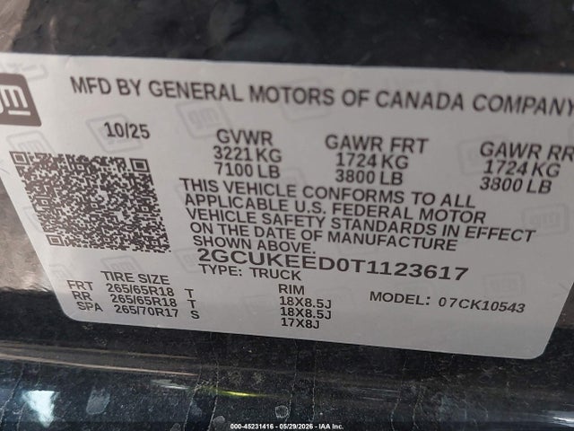 Aukcja sprzedaży 2026 Chevrolet Silverado 1500 4wd  Short Bed Rst, vin: 2GCUKEED0T1123617, numer aukcji: 45231416