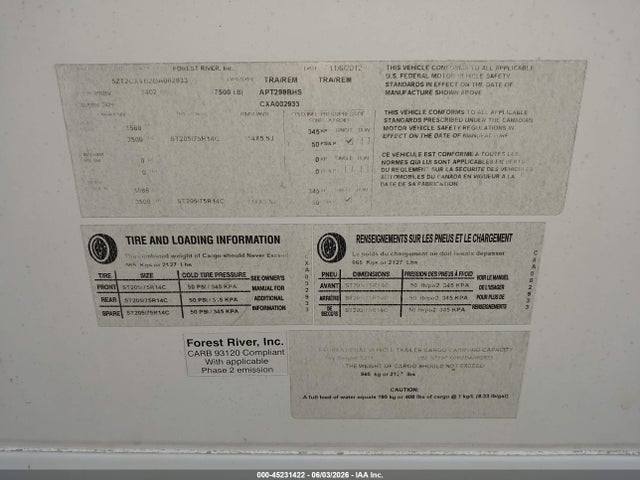 Продажа на аукционе авто 2013 Coachmen Apex 298bhs Travel Trailer, vin: 5ZT2CXVB2DA002933, номер лота: 45231422