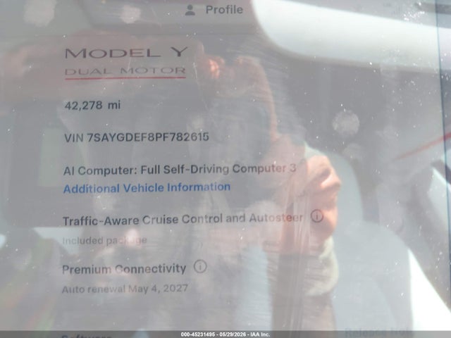 45231495 :رقم المزاد ، 7SAYGDEF8PF782615 vin ، 2023 Tesla Model Y Performance Dual Motor All-wheel Drive مزاد بيع