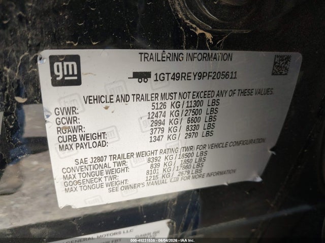Aukcja sprzedaży 2023 Gmc Sierra 2500hd 4wd  Standard Bed Denali, vin: 1GT49REY9PF205611, numer aukcji: 45231535