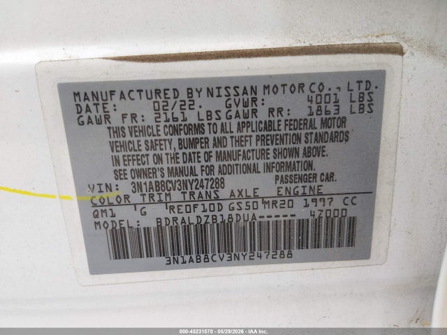 Aukcja sprzedaży 2022 Nissan Sentra Sv Xtronic Cvt, vin: 3N1AB8CV3NY247288, numer aukcji: 45231570