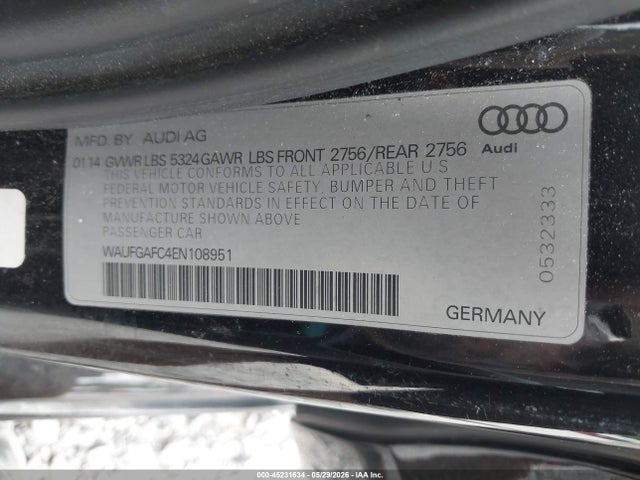 2014 Audi A6 3.0t Premium Plus მანქანა იყიდება აუქციონზე, vin: WAUFGAFC4EN108951, აუქციონის ნომერი: 45231634