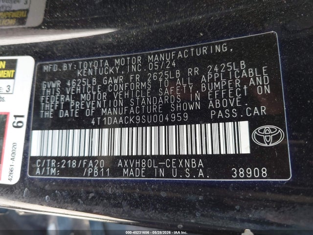 4T1DAACK9SU004959 Toyota CAMRY LE