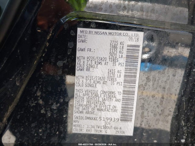 Продаж на аукціоні авто 2019 Infiniti Qx60 Luxe, vin: 5N1DL0MNXKC519939, номер лоту: 45231764