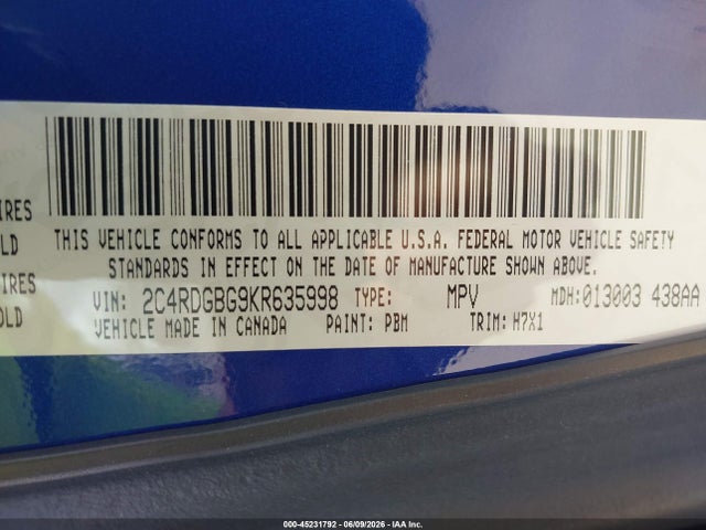 Dodge Grand Caravan Se 2019 2C4RDGBG9KR635998 Image 9