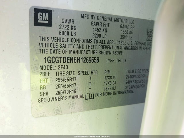 1GCGTDEN6H1269658 Chevrolet Colorado Z71
