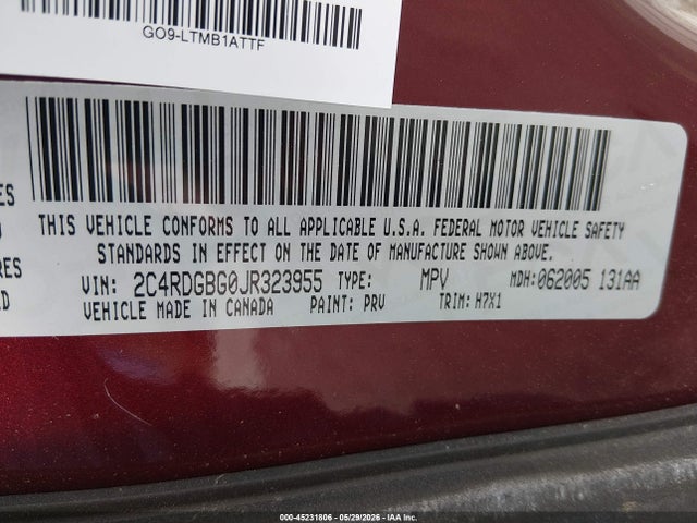 Dodge Grand Caravan Se 2018 2C4RDGBG0JR323955 Image 9