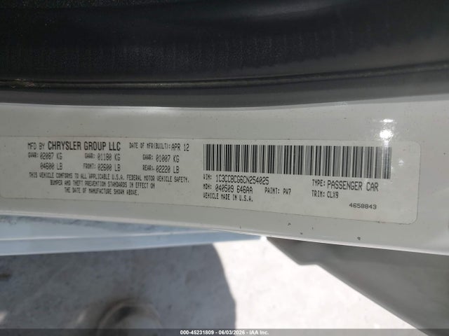 Aukcja sprzedaży 2012 Chrysler 200 Limited, vin: 1C3CCBCG6CN254025, numer aukcji: 45231809