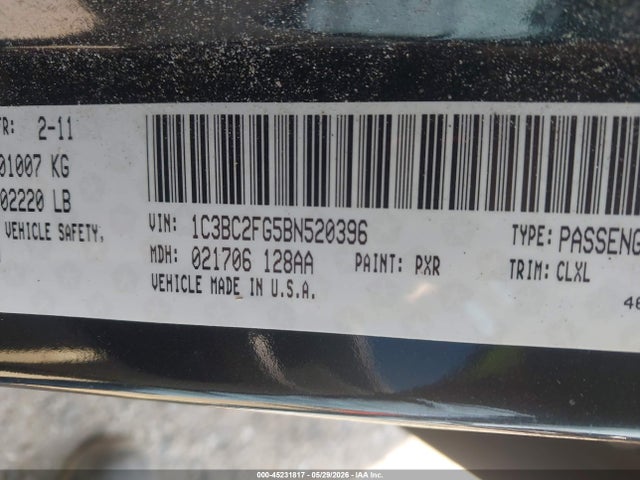 Продажа на аукционе авто 2011 Chrysler 200 Limited, vin: 1C3BC2FG5BN520396, номер лота: 45231817