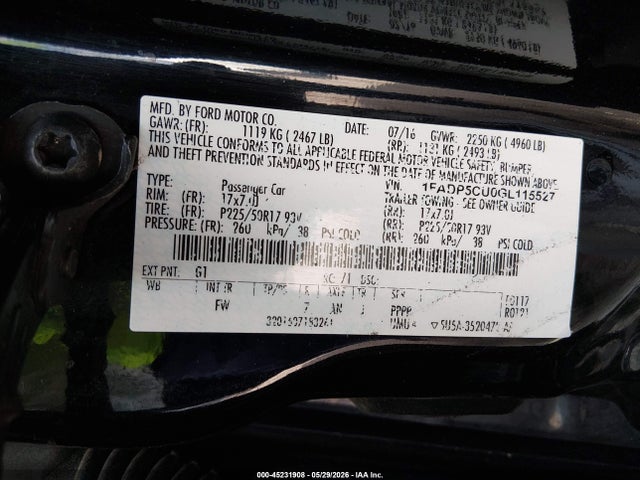 2016 Ford C-max Energi Sel მანქანა იყიდება აუქციონზე, vin: 1FADP5CU0GL115527, აუქციონის ნომერი: 45231908