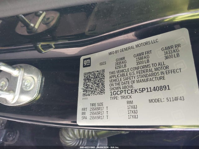 45231965 :رقم المزاد ، 1GCPTCEK5P1140891 vin ، 2023 Chevrolet Colorado 4wd  Short Box Lt مزاد بيع
