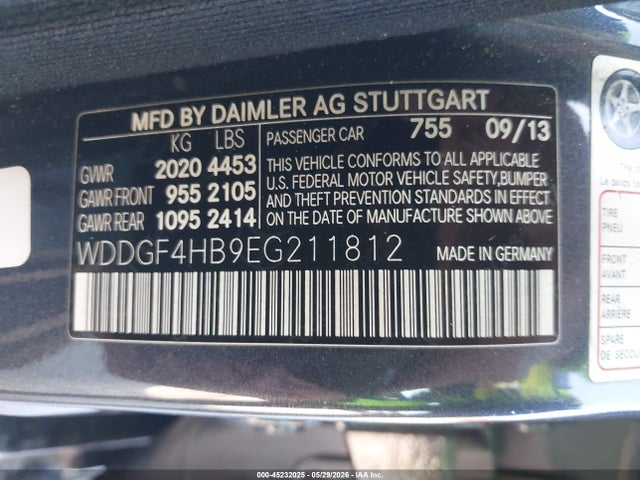 Aukcja sprzedaży 2014 Mercedes-benz C 250 Sport, vin: WDDGF4HB9EG211812, numer aukcji: 45232025