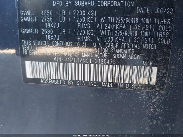 Subaru Outback Limited 2024 4S4BTANC1R3125475 Image 9