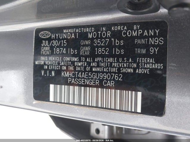 Продажа на аукционе авто 2016 Hyundai Accent Se, vin: KMHCT4AE5GU990762, номер лота: 45232078