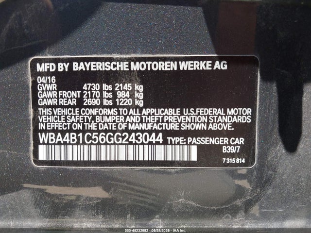 Продаж на аукціоні авто 2016 Bmw 435i Gran Coupe, vin: WBA4B1C56GG243044, номер лоту: 45232082
