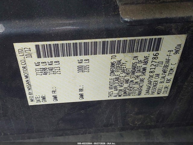 Aukcja sprzedaży 2013 Nissan Maxima 3.5 Sv, vin: 1N4AA5AP7DC812786, numer aukcji: 45232084