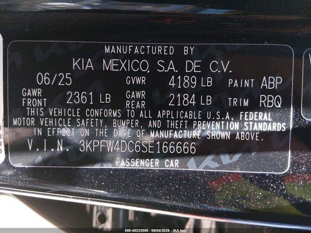Aukcja sprzedaży 2025 Kia K4 Gt-line Turbo, vin: 3KPFW4DC6SE166666, numer aukcji: 45232098