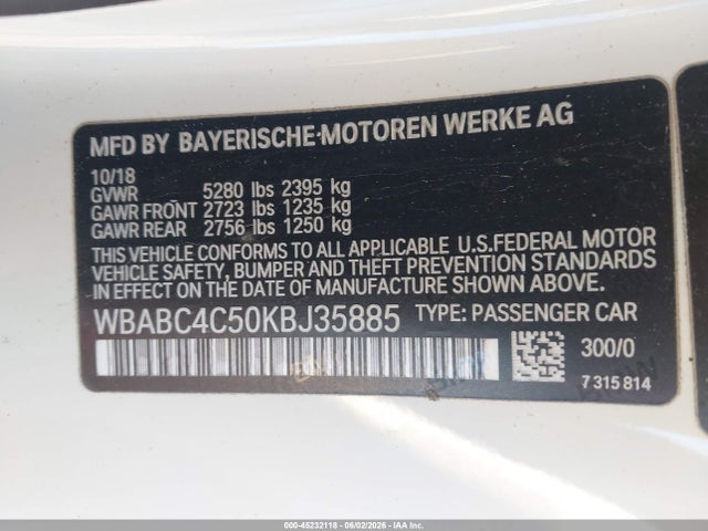 Aukcja sprzedaży 2019 Bmw M850i Xdrive, vin: WBABC4C50KBJ35885, numer aukcji: 45232118