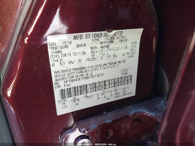 Продаж на аукціоні авто 2011 Ford F-350 Lariat, vin: 1FT8W3DT6BEB72000, номер лоту: 45232121