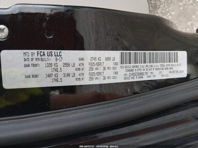 2C4RDGCG9HR861787 Dodge Grand Caravan Sxt