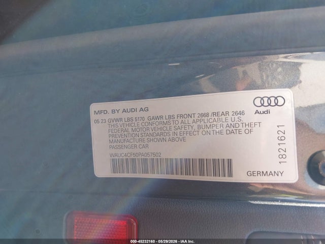 Aukcja sprzedaży 2023 Audi S5 Sportback Premium Plus Tfsi Quattro Tiptronic, vin: WAUC4CF50PA057502, numer aukcji: 45232160