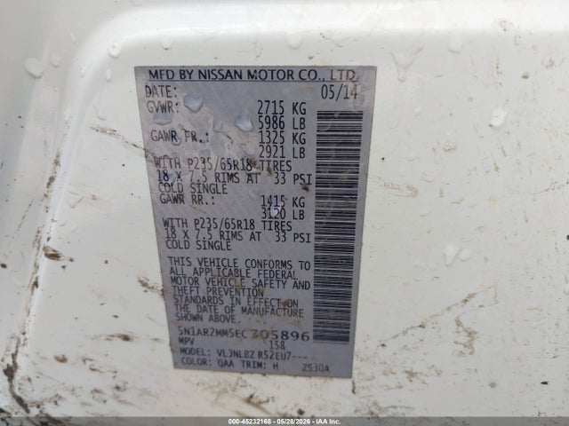 Nissan Pathfinder S 2014 5N1AR2MM5EC705896 Image 9