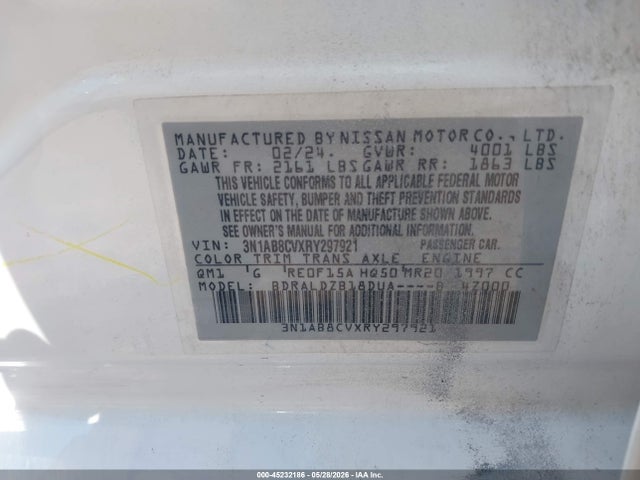 3N1AB8CVXRY297921 Nissan Sentra Sv Xtronic Cvt