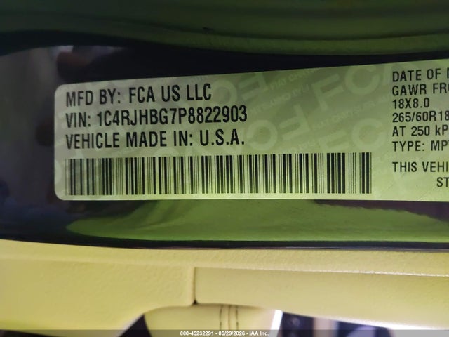 1C4RJHBG7P8822903 Jeep Grand Cherokee Limited 4x4