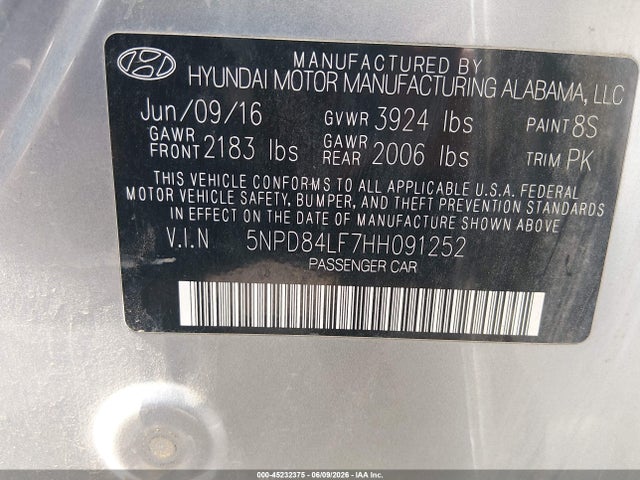 Продаж на аукціоні авто 2017 Hyundai Elantra Se, vin: 5NPD84LF7HH091252, номер лоту: 45232375