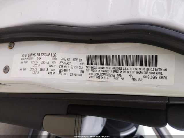 2014 Jeep Cherokee Latitude მანქანა იყიდება აუქციონზე, vin: 1C4PJMCB6EW182338, აუქციონის ნომერი: 45232424