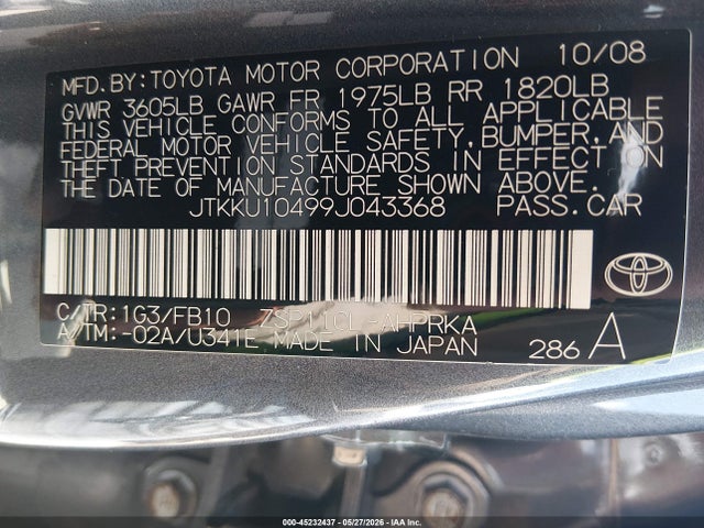 Продажа на аукционе авто 2009 Scion Xd, vin: JTKKU10499J043368, номер лота: 45232437