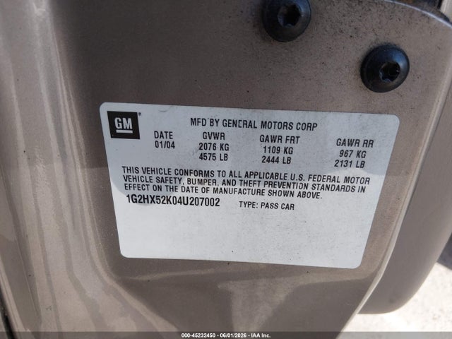 Продажа на аукционе авто 2004 Pontiac Bonneville Se, vin: 1G2HX52K04U207002, номер лота: 45232450