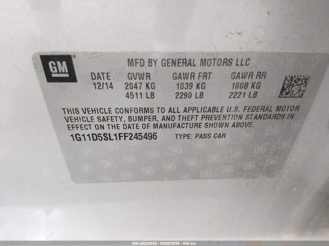 Chevrolet MALIBU 2LT 2015 1G11D5SL1FF245496 Image 9