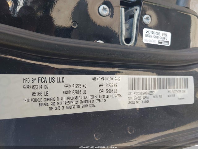 Продаж на аукціоні авто 2019 Dodge Charger Sxt Rwd, vin: 2C3CDXBGXKH685597, номер лоту: 45232465